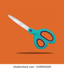 blue scissor icon on orange background vector illustration