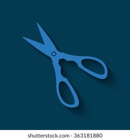 Blue Scissors icon isolated