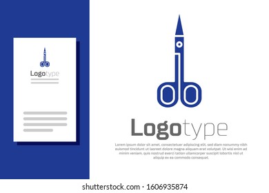 Blue Scissors icon isolated on white background. Cutting tool sign. Logo design template element. Vector Illustration