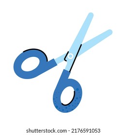 blue scissors icon on white background