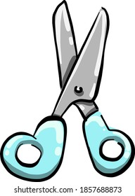 Blaue Schere, Illustration, Vektorgrafik auf weißem Hintergrund