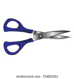 Blue Scissors isolated on white.