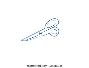 Blue scissors on a white background, vector illustration