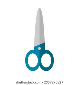 Diseño plano de vectores con icono de herramienta de tijeras azules