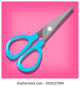 Blue scissors vector illustration icon isolated stationary items