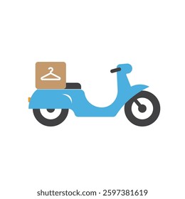 Blue scooter icon with a brown box on the back 