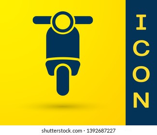 Blue Scooter icon isolated on yellow background. Vector Illustration