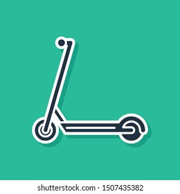 Blue Scooter icon isolated on green background.  Vector Illustration