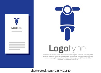 Blue Scooter icon isolated on white background. Logo design template element. Vector Illustration