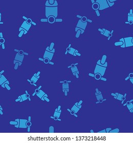 Blue Scooter icon isolated seamless pattern on blue background. Vector Illustration