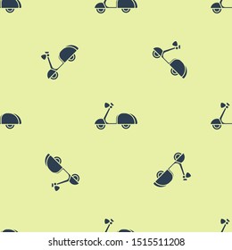 Blue Scooter icon isolated seamless pattern on yellow background.  Vector Illustration