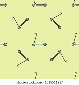 Blue Scooter icon isolated seamless pattern on yellow background.  Vector Illustration