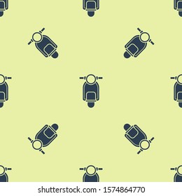 Blue Scooter icon isolated seamless pattern on yellow background.  Vector Illustration