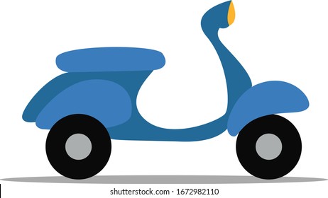 Blue scooter, illustration, vector on white background.