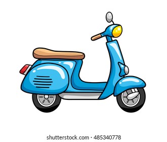 Blue scooter isolated.