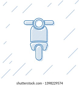 Blue Scooter line icon isolated on white background. Vector Illustration