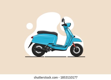 blue scooter motor cicle illustration vector with background design