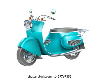 Blue scooter motorbike. Isolated vector illustration