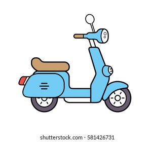 Blue scooter vector isolated.