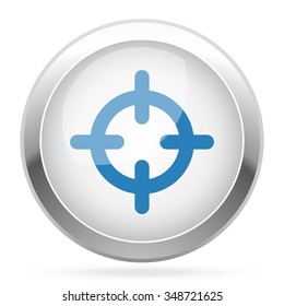 Blue Scope icon on white glossy chrome app button