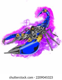 blue scorpion robot illustration image