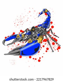 blue scorpion robot illustration image