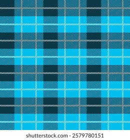 Blue Scotland textile seamless pattern. Fabric texture check tartan plaid. Abstract geometric background for cloth, fabric. Monochrome graphic repeating design. Modern squared ornament.