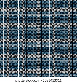 Blue Scotland textile seamless pattern. Fabric texture check tartan plaid. Abstract geometric background for cloth, card, fabric. Monochrome graphic repeating design. Modern squared ornament.