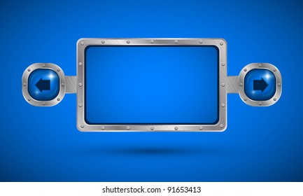 Blue screen in aluminum edging with arrow.  Vector display part of set.