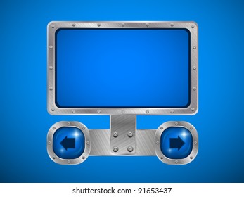 Blue screen in aluminum edging with arrow.  Vector display part of set.