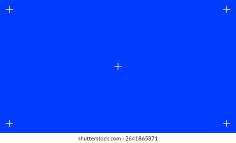 Blue screen background with VFX motion tracking markers. Blank screen. Chroma key background for video footage or effects, replacement tracking markers, motion graphic. Vector illustration