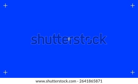 Blue screen background with VFX motion tracking markers. Blank screen. Chroma key background for video footage or effects, replacement tracking markers, motion graphic. Vector illustration