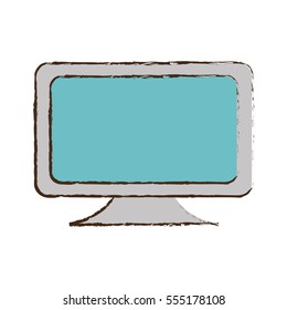 blue screen computer equipment office sketch vector illustration eps 10