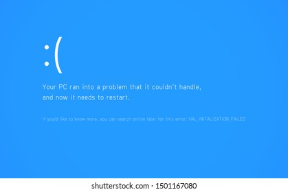Blue screen of death background. BSOD system error message