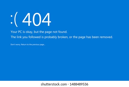 Blue screen of death. System crash report redesigned like 404 error page not found.