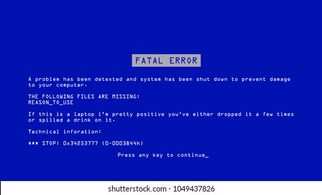 Blue Screen Of Death Vector. Interrupt Request Level. Software, Hardware Crash. Illustration
