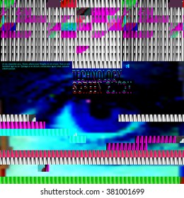 blue screen with digital interferences, abstract vector background