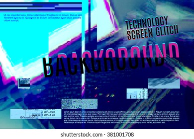 blue screen with digital interferences, abstract vector background