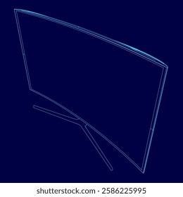 A blue screen with a line drawn on it. The line is curved and he is a representation of a television screen