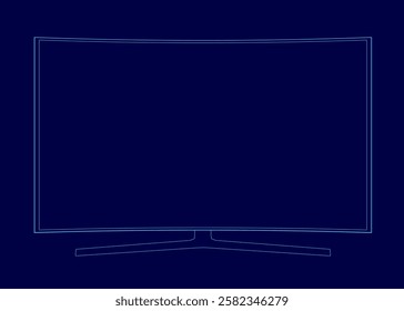 A blue screen outline of a television. The television is not on, but it is still visible