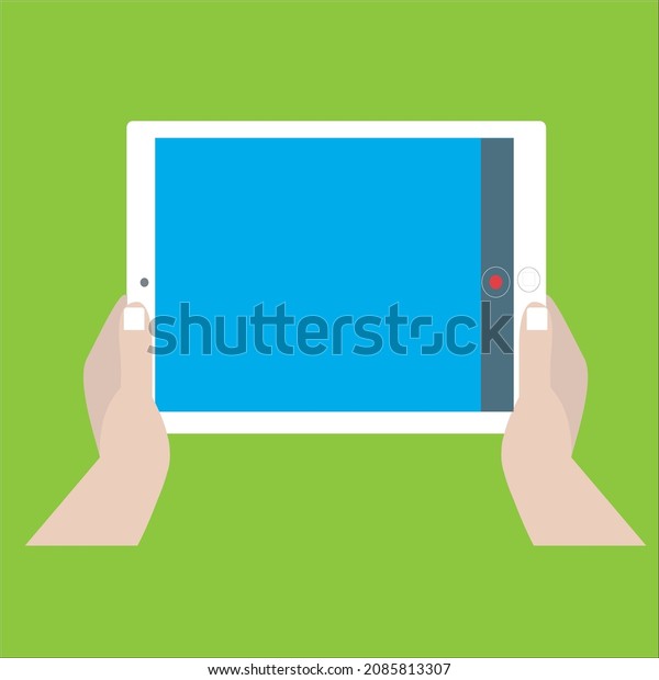 Blue Screen Tablet Recording Video Vector Stock Vector (Royalty Free