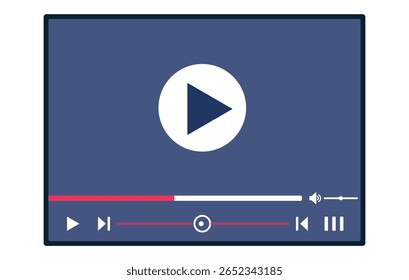 A blue screen with a white arrow pointing to the right. The screen is displaying a video