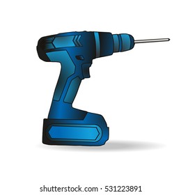 blue screwdriver. the building tool. realistic vector image