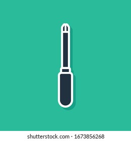 Blue Screwdriver icon isolated on green background. Service tool symbol.  Vector Illustration