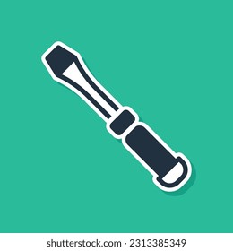 Blue Screwdriver icon isolated on green background. Service tool symbol.  Vector