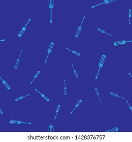 Blue Screwdriver icon isolated seamless pattern on blue background. Service tool symbol.  Vector Illustration