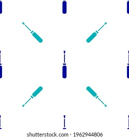 Blue Screwdriver icon isolated seamless pattern on white background. Service tool symbol.  Vector Illustration