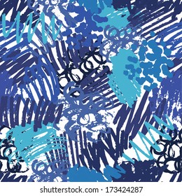 blue scribble seamless pattern