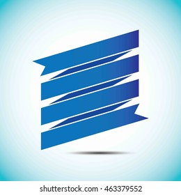 Blue Scroll Isolated on White Background. Paper Ribbon. Blue Paper Banner.