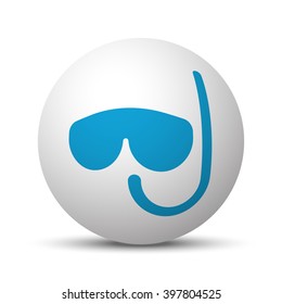 Blue Scuba Diving icon on sphere on white background